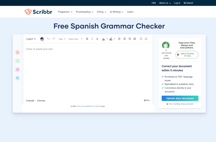 أدوات تصحيح الكتابة باللغة الإسبانية